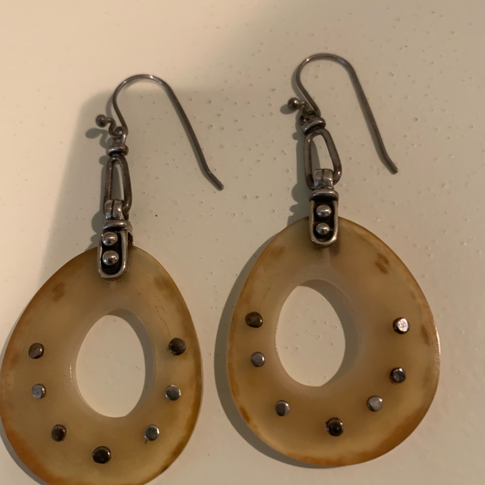 Elegant Tan and Silver Earrings